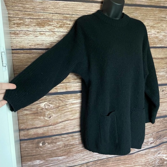 Wool Sweater M Express Tricot Vintage Black Lambswool Angora Soft Warm - Picture 3 of 12